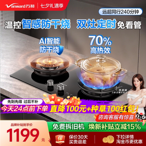 万和70%热效防干烧双定时燃气灶