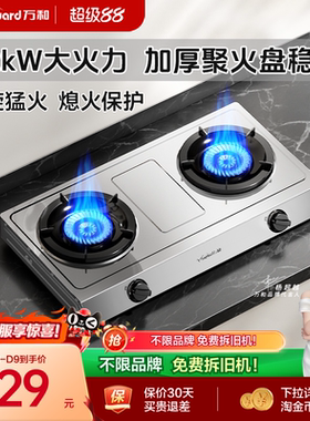 [品牌补贴]万和不锈钢煤气灶双灶家用天然气液化气台式燃气灶D9