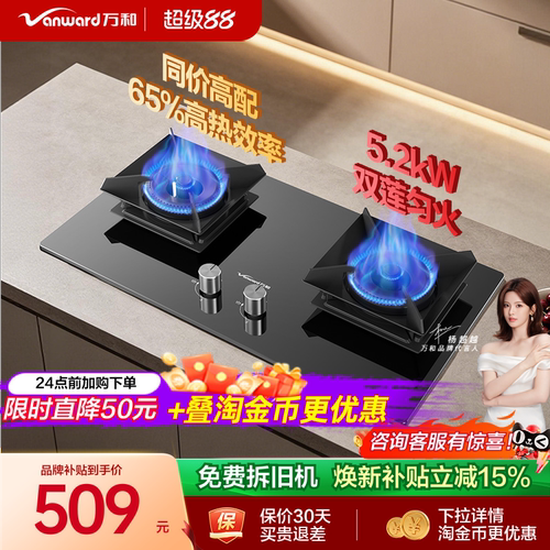 [焕新补贴]万和燃气灶煤气双灶天然气液化气台嵌入式家用炉具C5