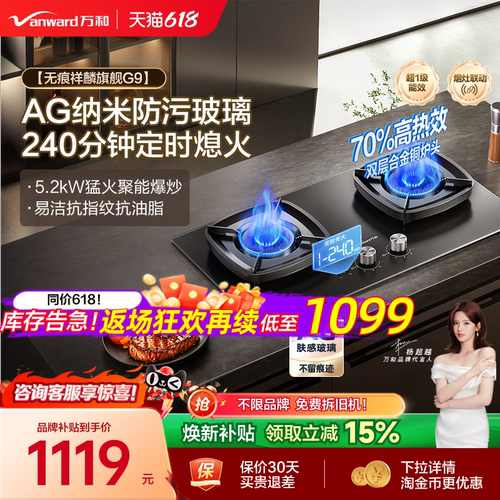 [焕新补贴]万和天然气燃气灶煤气灶家用双灶定时台嵌两用灶台G9
