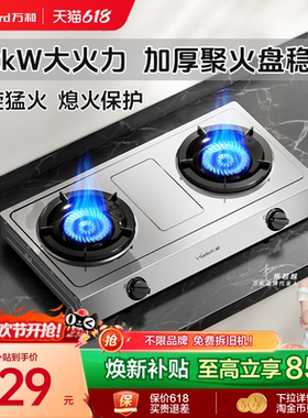 [品牌补贴]万和不锈钢煤气灶双灶家用天然气液化气台式燃气灶D9