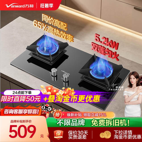[焕新补贴]万和燃气灶煤气双灶天然气液化气台嵌入式家用炉具C5