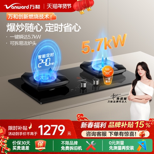 [品牌补贴]万和5.7kW燃气灶家用厨房灶具天然气双炉爆炒灶台S5/S3