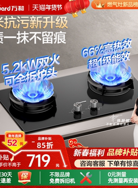 [品牌补贴]万和新品燃气灶煤气灶家用双灶官方液化气嵌入式灶具C7
