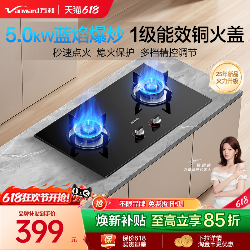 [品牌补贴]万和梅赛思燃气灶煤气家用双灶天然气液化气台嵌灶具X1