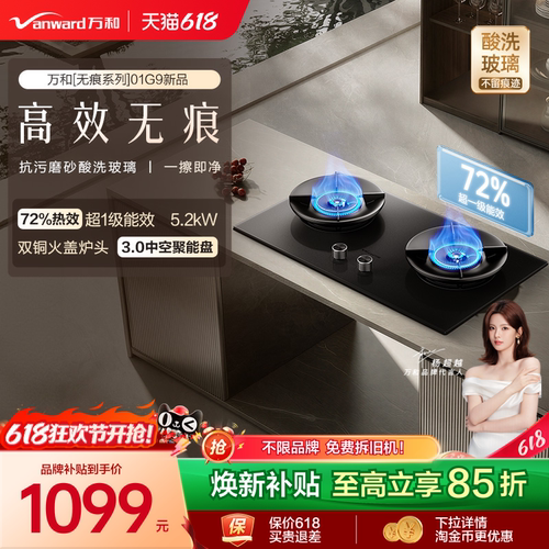 [旗舰新品]万和天然气定时燃气灶煤气灶家用双灶无痕酸洗玻璃01G9