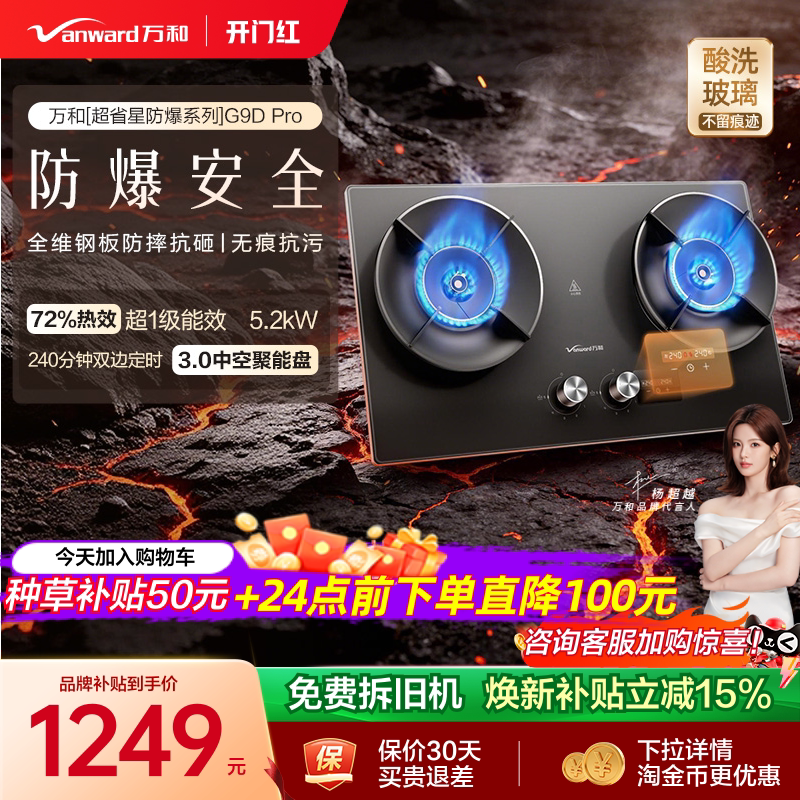 [焕新补贴]万和防爆定时燃气灶煤气灶家用双灶天然气酸洗G9D Pro 然天实拍商品图