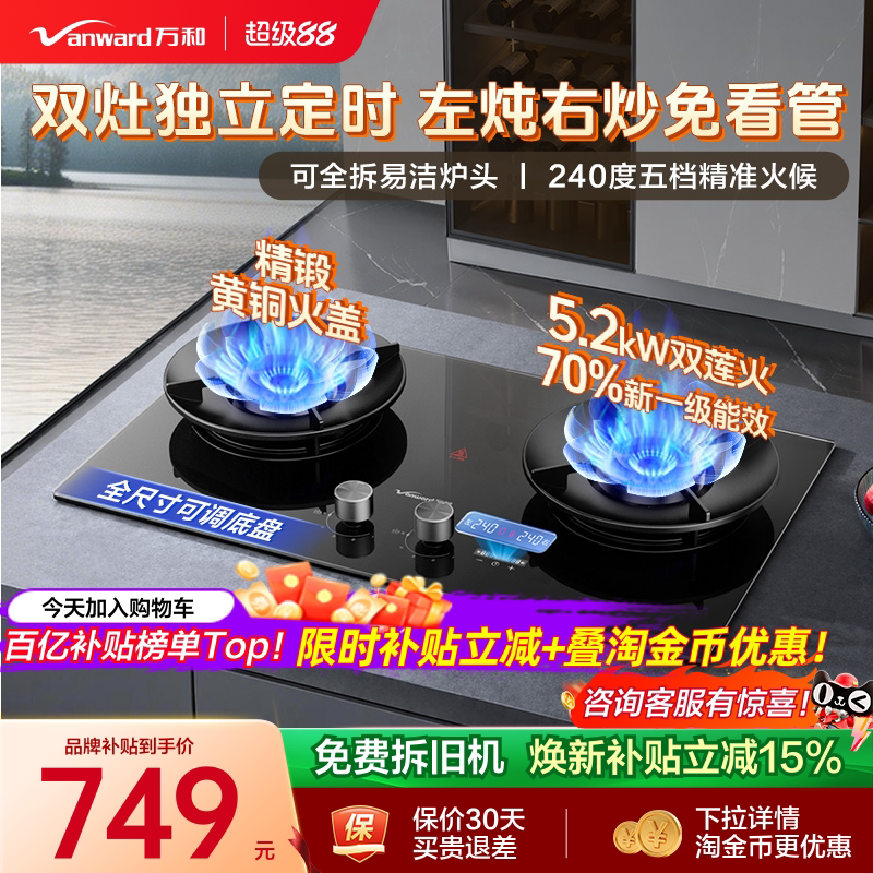 万和240分钟双灶定时70%热效灶图片