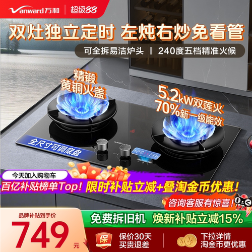 万和240分钟双灶定时70%热效灶