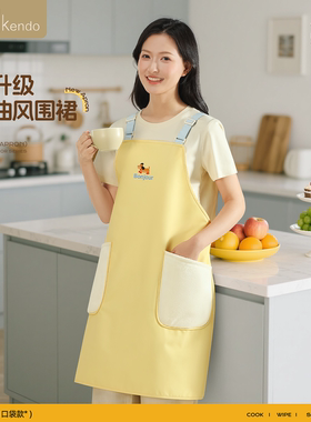 围裙新款防油防水家用厨房做饭餐饮高级年轻款长袖罩衣擦手专用女