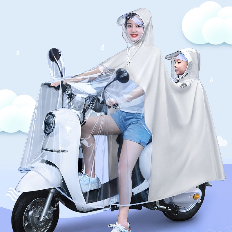 电动电瓶车母子长款雨披图片