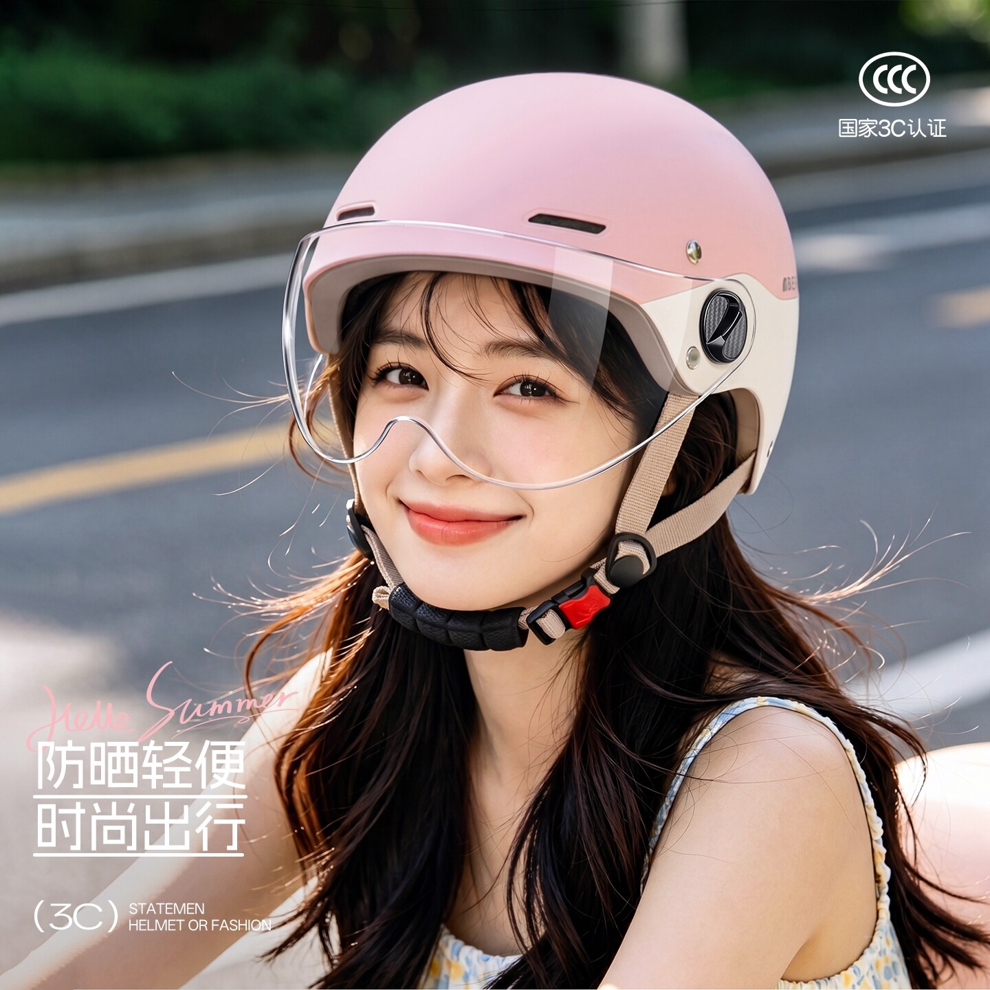 3c认证电动车头盔女不压发安全帽