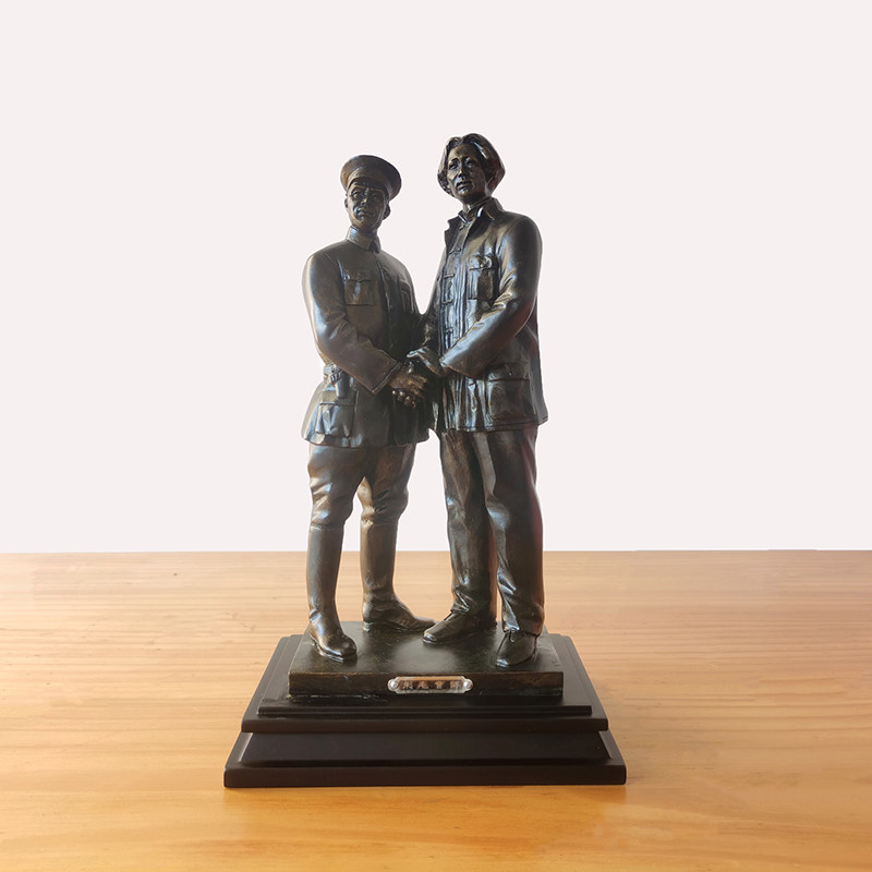 井冈山朱毛会师雕塑摆件军人礼品办公室桌面红色收藏送礼纪念包邮