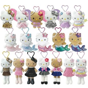 现货正版日本三丽鸥Sanrio NIC豹纹黑皮爱心扣长腿helloKitty挂件