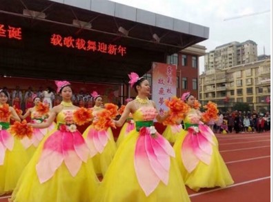 2021新款开场舞大摆裙演出服合唱服成人女长裙舞蹈服装古筝青花