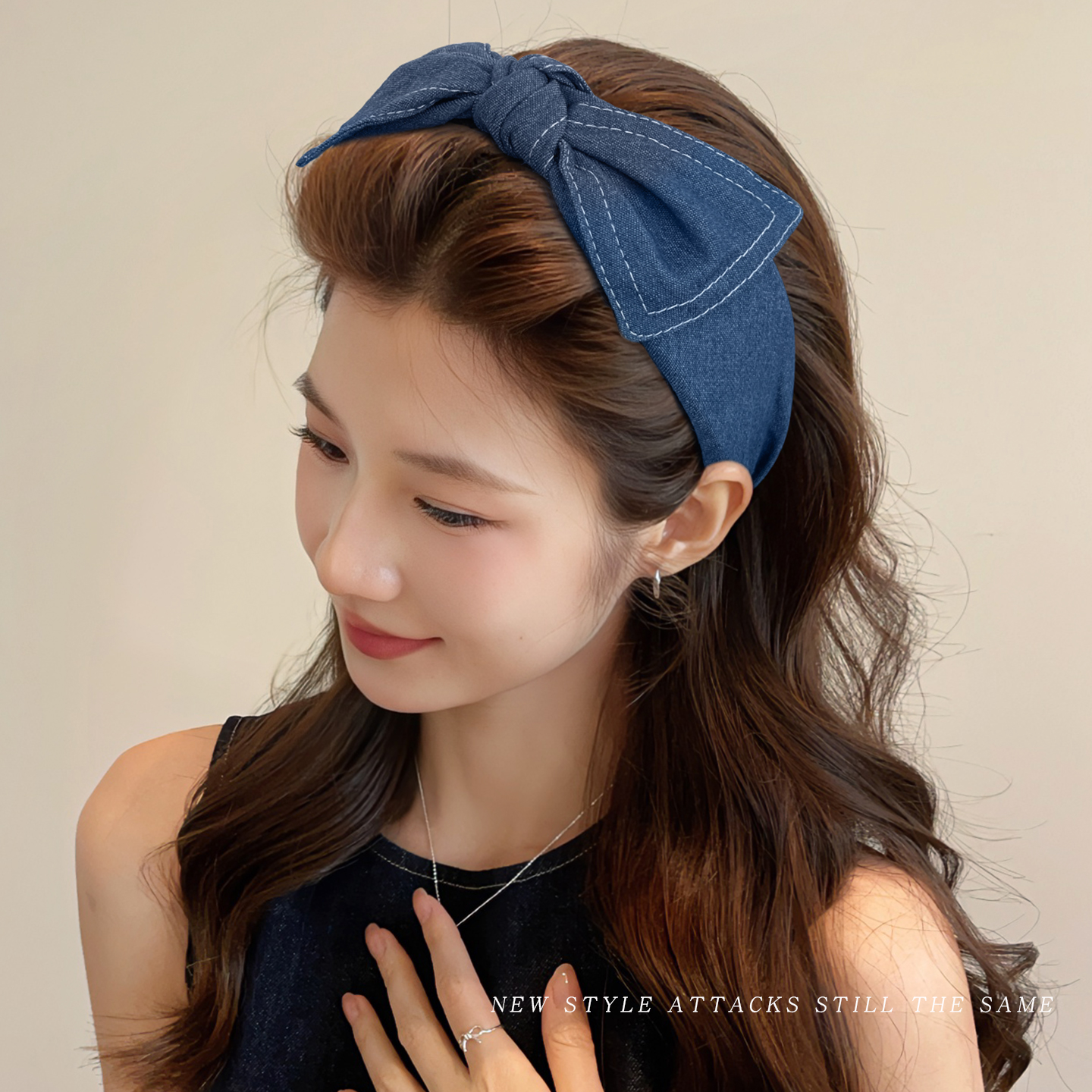 蝴蝶结牛仔发箍女高颅顶洗脸头箍