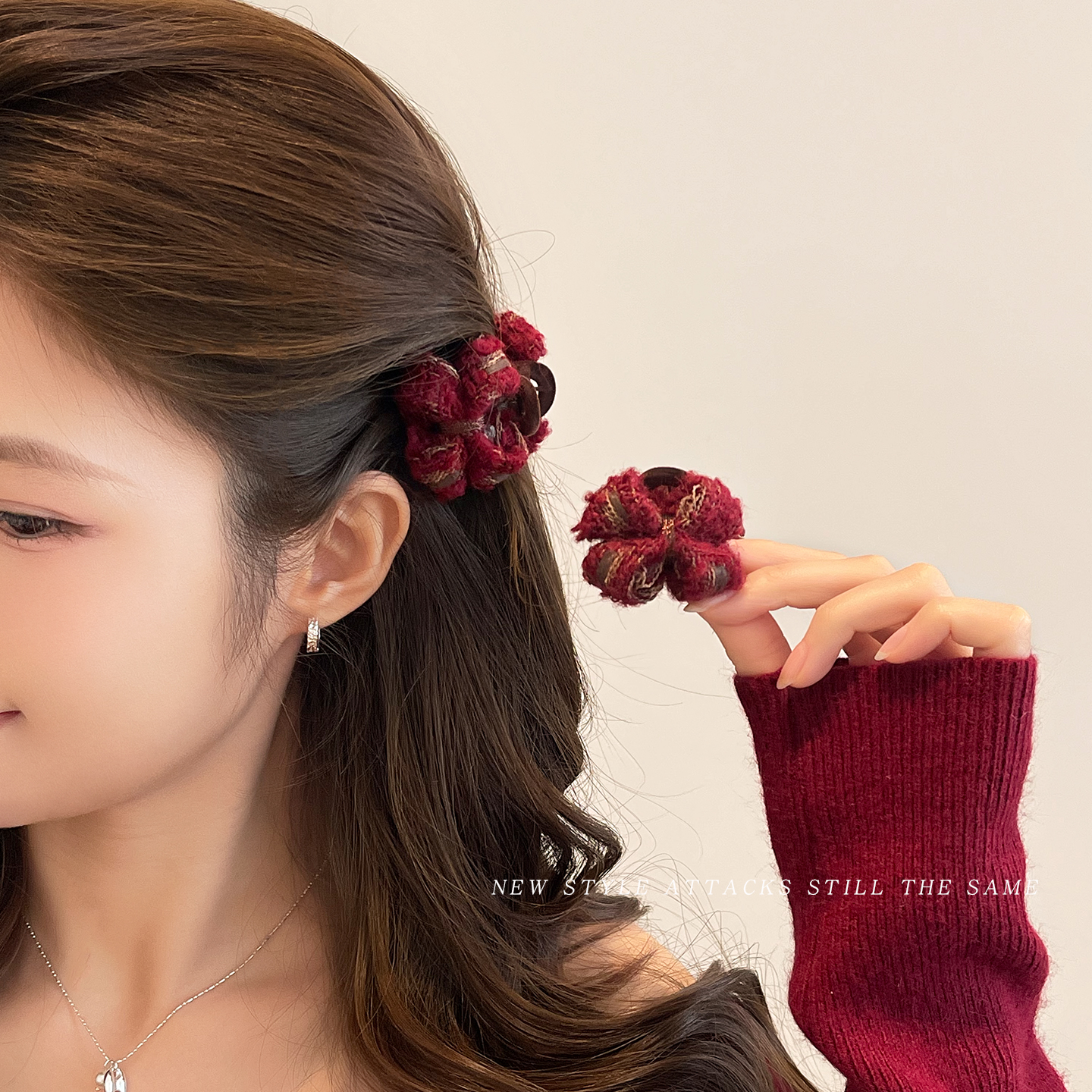 红色蝴蝶结发夹女刘海夹侧边发卡