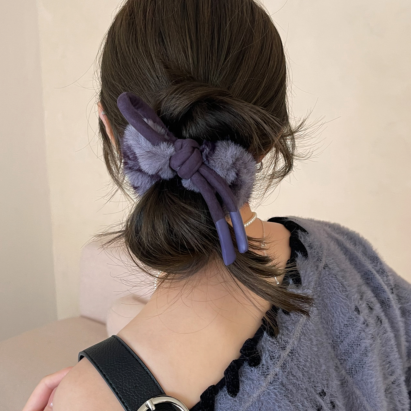 毛绒蝴蝶结大肠发圈女高级感发绳