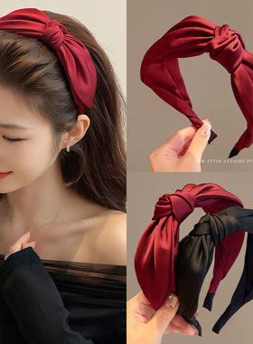 红色蝴蝶结发箍女高颅顶2025新款秋冬发带洗脸头箍压发卡发捆头饰