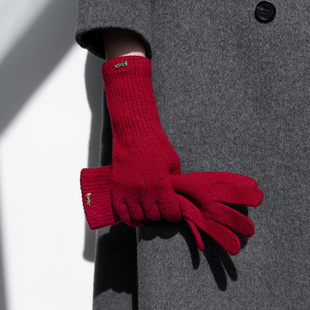 可触屏户外防风男女款 时尚 2025秋冬 纯羊毛保暖长分指手套 疯帽子