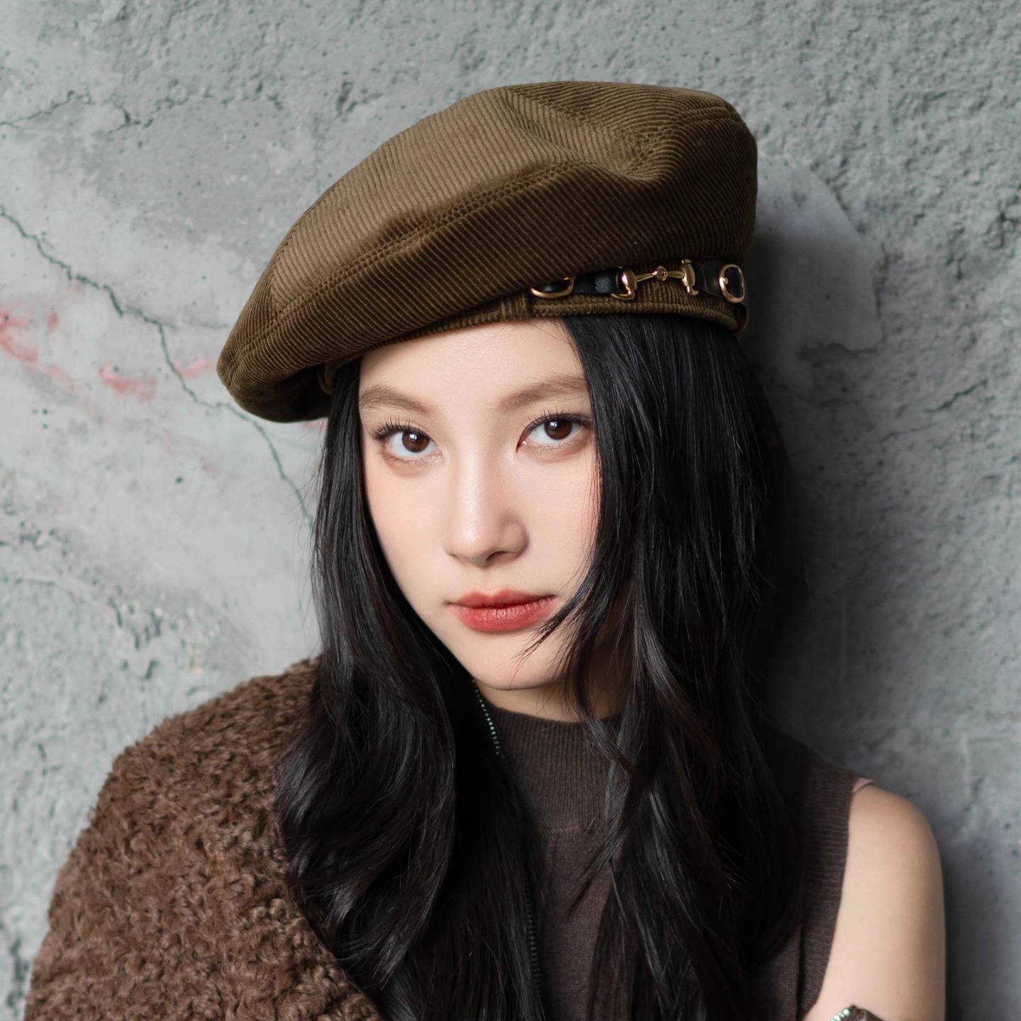 疯帽子灯芯绒复古贝雷帽25秋