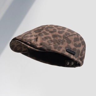 韩版 新款 前进帽女个性 25年秋季 豹纹鸭舌帽子百搭逛街布帽 疯帽子