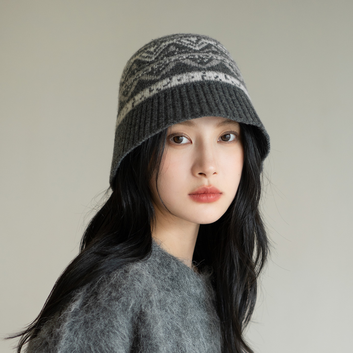 疯帽子费尔岛风提花羊毛渔夫帽