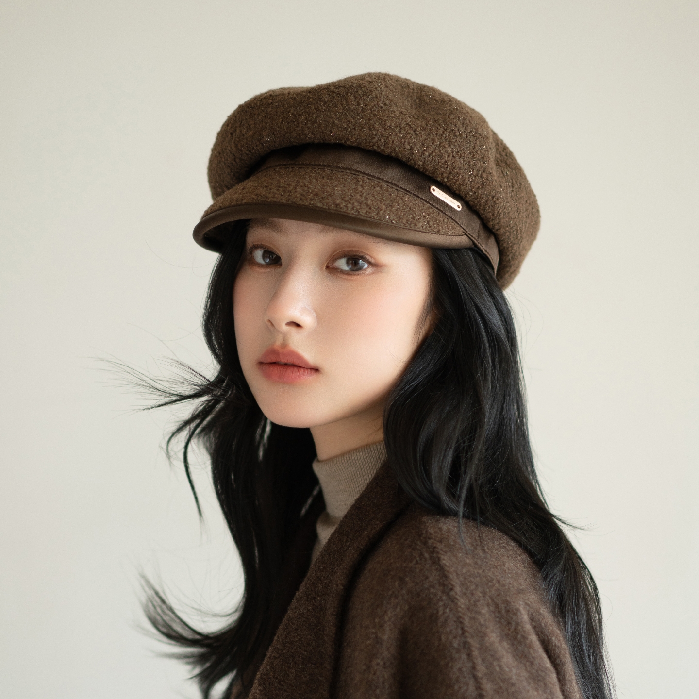 疯帽子时尚洋气小香风羊毛鸭舌帽