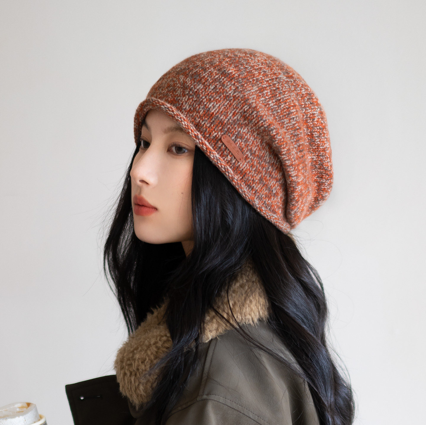 疯帽子羊毛混色针织慵懒风堆堆帽