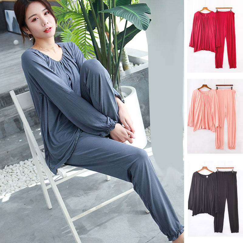 月子服春夏莫代尔棉产妇产后喂奶哺乳长袖睡衣孕妇薄款家居服套装