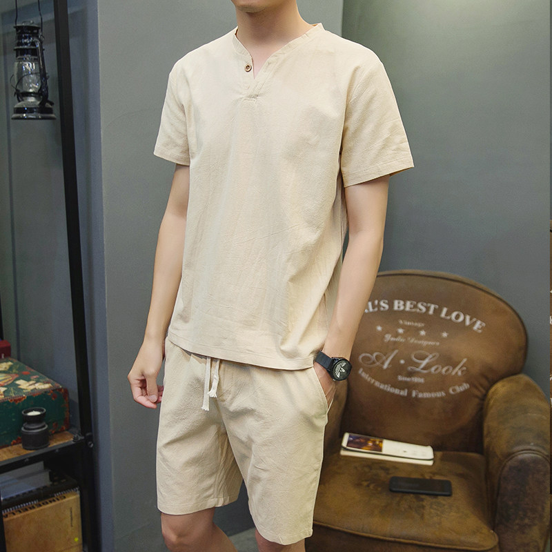 夏季纯棉运动套装男士短袖男t恤潮新款衣服半袖打底衫体恤两件套