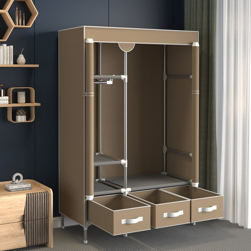 衣柜家用卧室出租屋简易布衣柜结实耐用小户型钢管收纳柜子挂衣橱