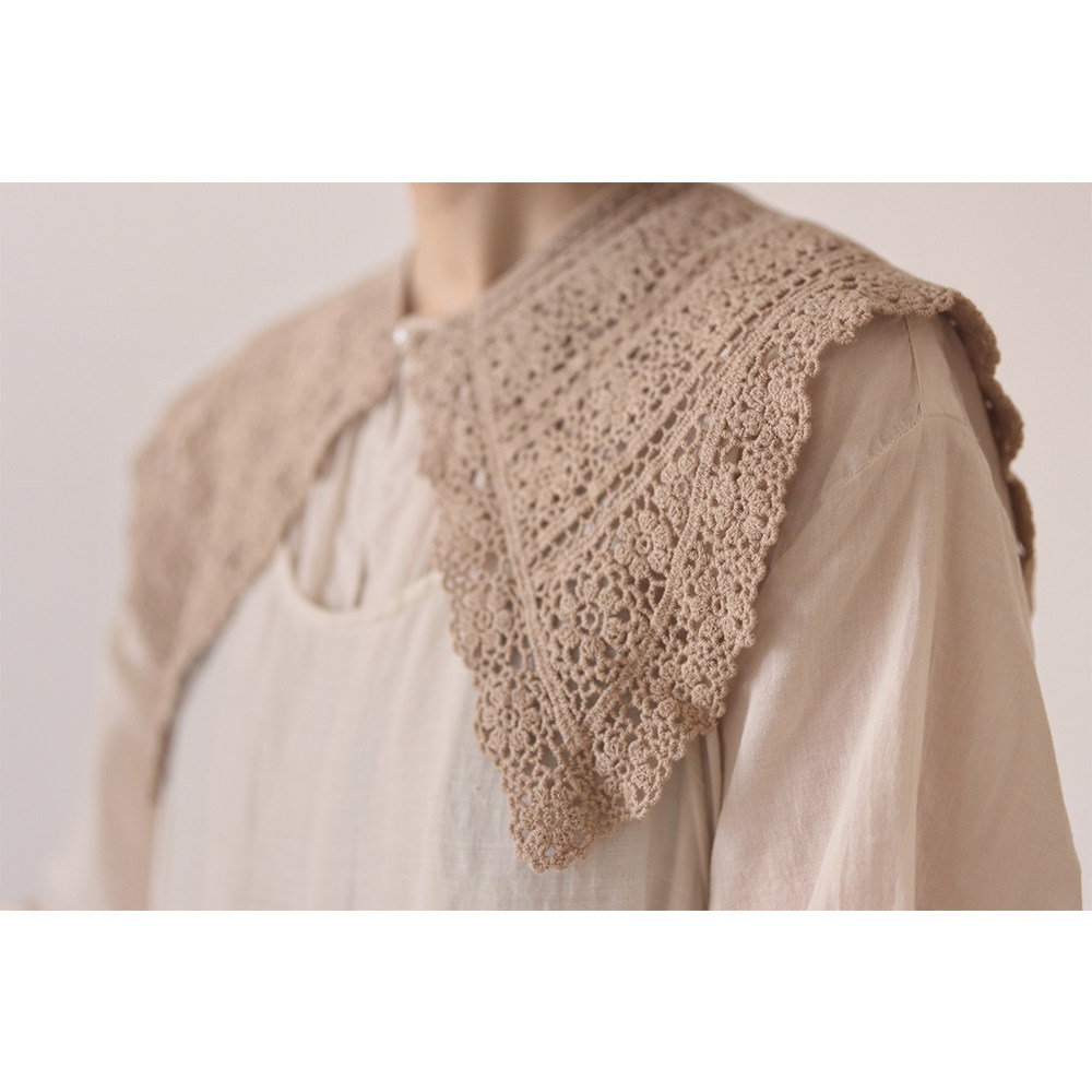 鸟与胡子森林棉麻文艺少女日系精致钩织花边百搭叠穿披肩假领子