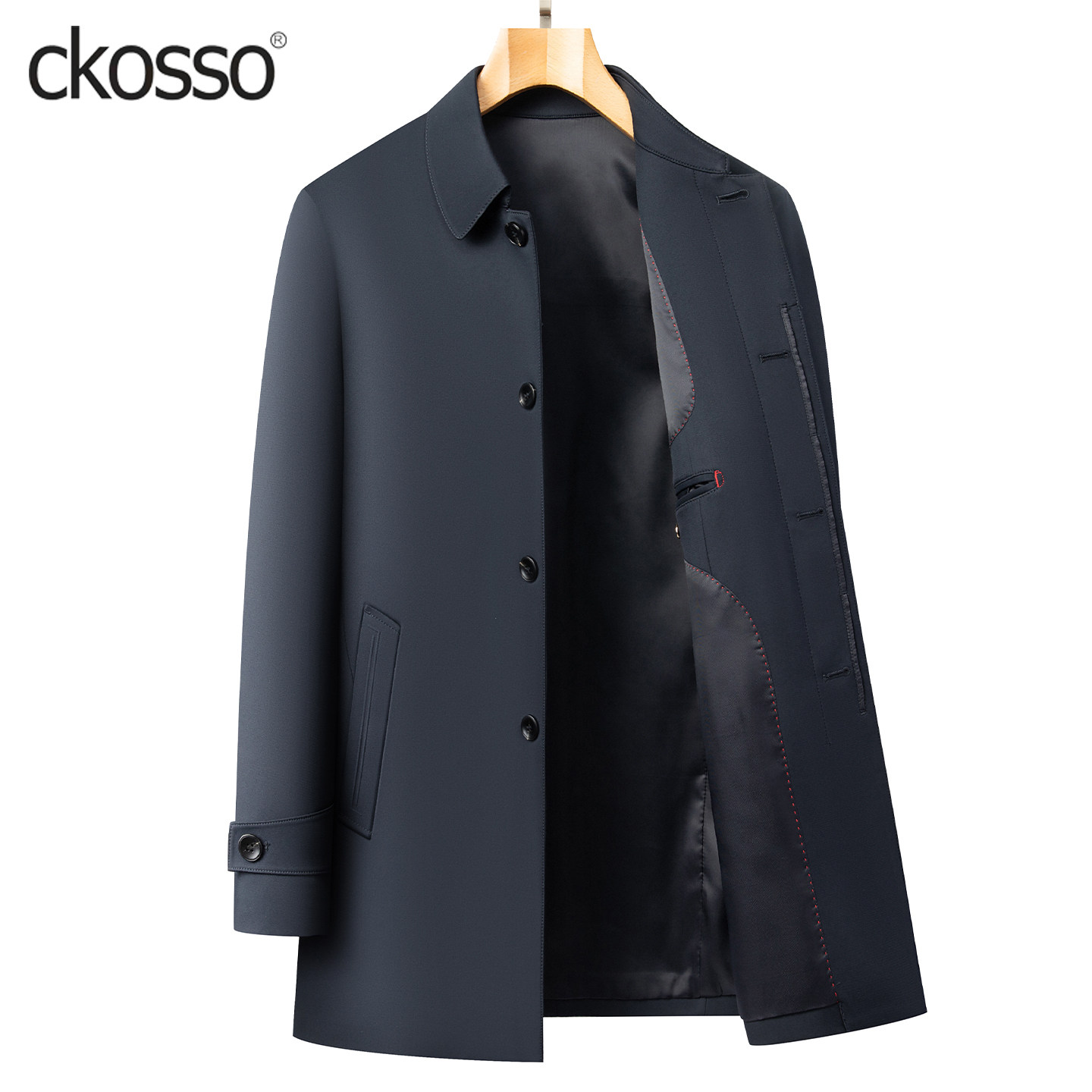 行政公务夹克男士常规翻领扣子品质中年风衣2025新款商务休闲外套