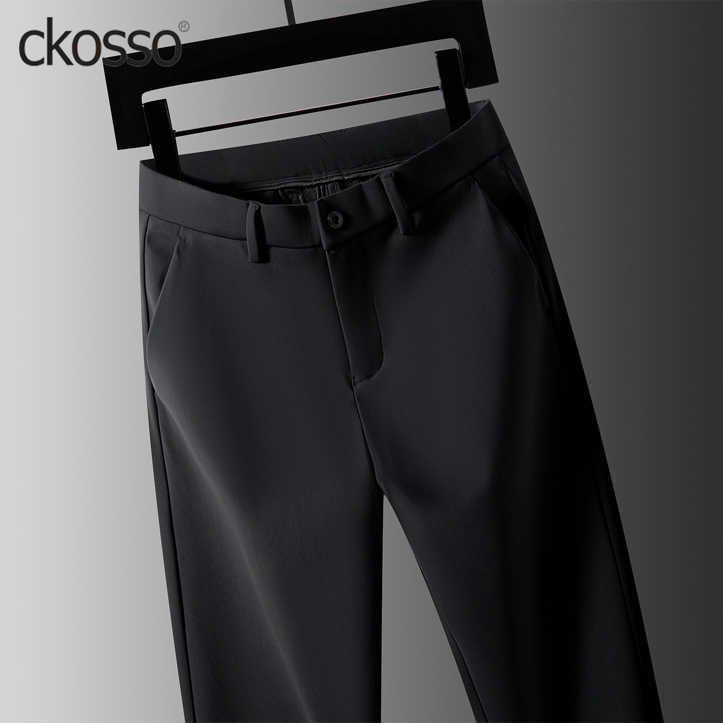 加绒加厚休闲男裤子黑色显瘦弹力易打理长裤2025新款冬季直筒西裤