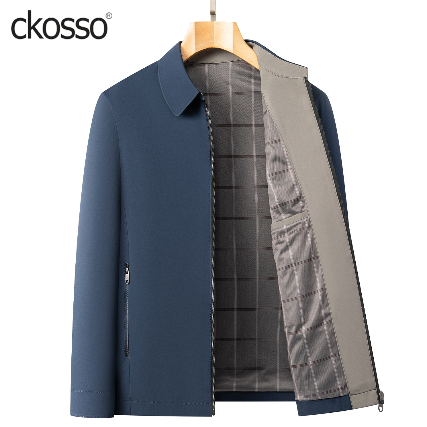 中年夹克衫男士常规款翻领拉链通勤简约2026春秋新款商务休闲外套