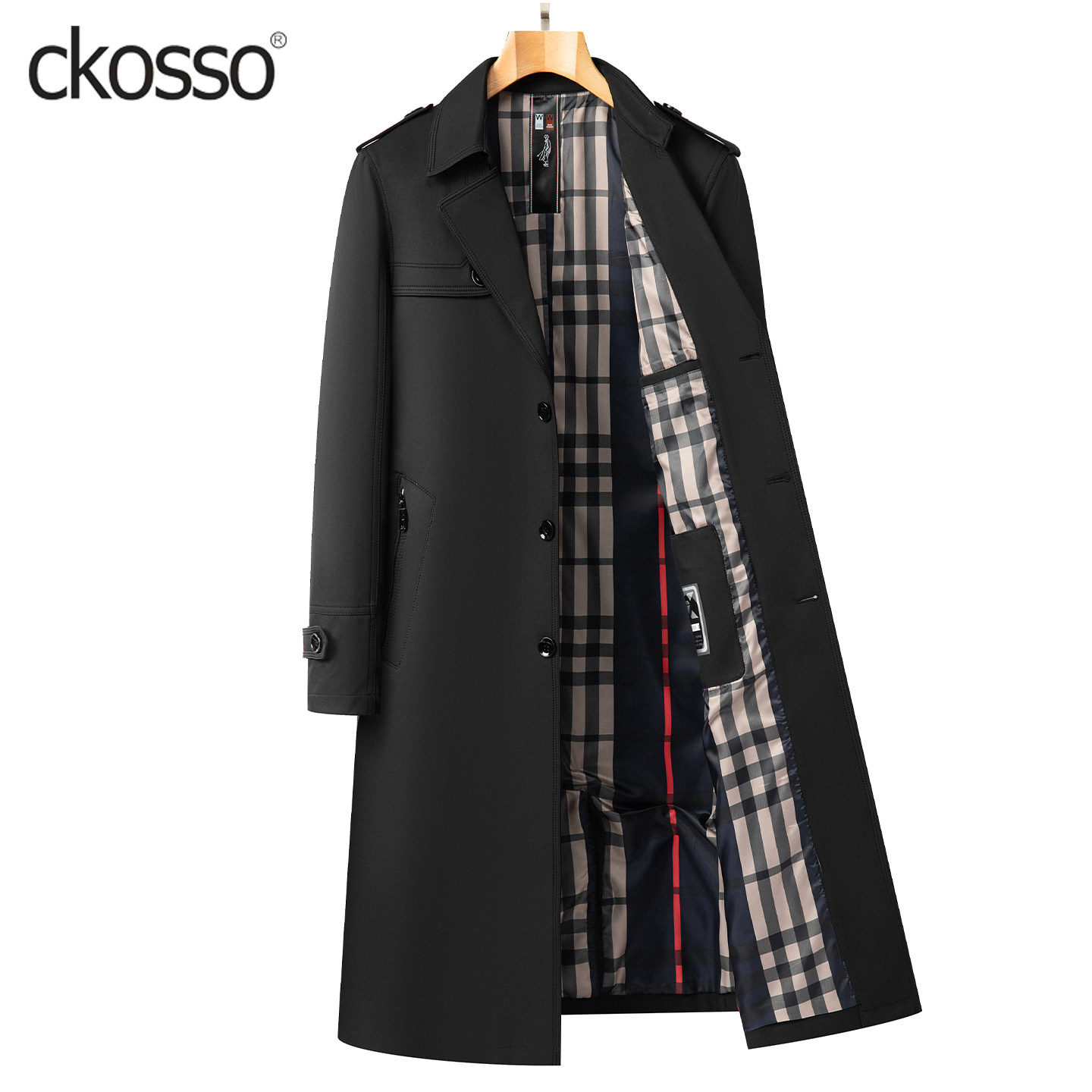 时尚流行风衣男士中长款翻领系带高品质男装大衣2025新款休闲外套