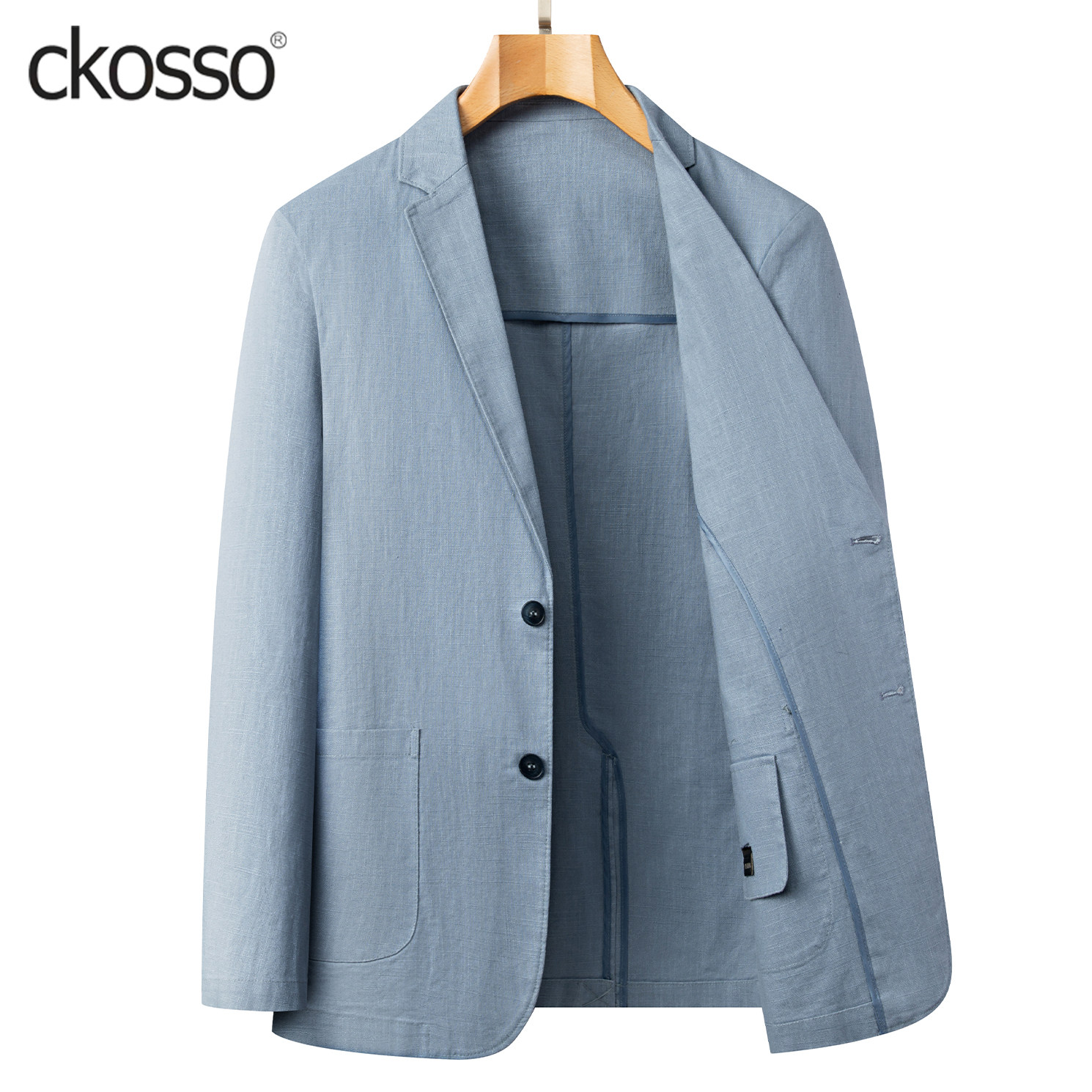 轻商务休闲西服男士常规时尚流行男装春秋新款轻奢苎麻单西装外套