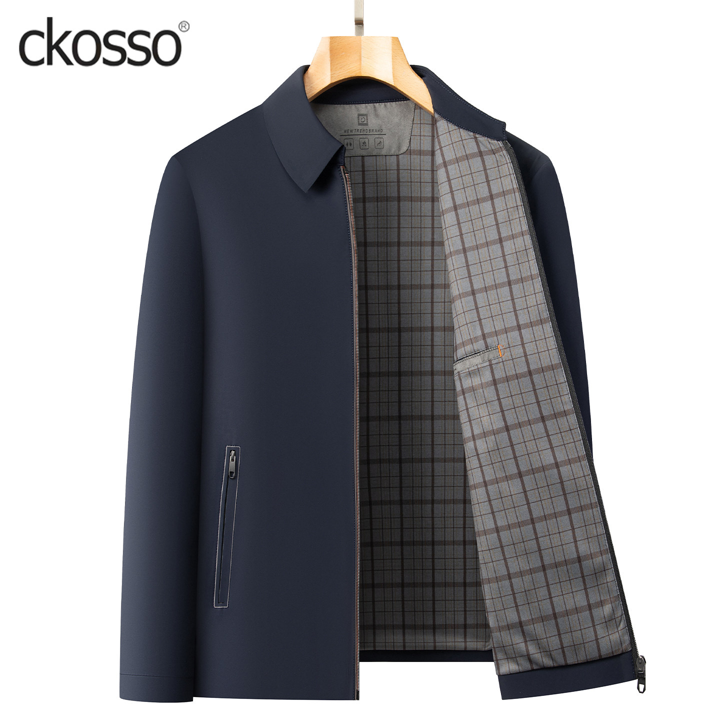 商务休闲夹克男士短款翻领拉链爸爸中年男装2026新款行政公务外套