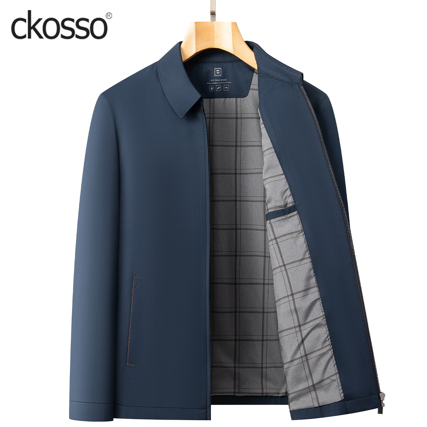 2026新款商务休闲夹克男士常规翻领拉链通勤简约春秋高档外套中年