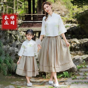 汉服女童2024新款国风母女装洋气儿童唐装新中式亲子装夏小香风裙