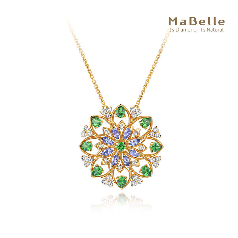 MaBelle/玛贝尔18K黄金“圆梦”系列 宝石/半宝石/钻石项链可旋转,珠宝/钻石/翡翠,颈饰,淘宝优惠券,粉丝福利购,淘宝优惠卷