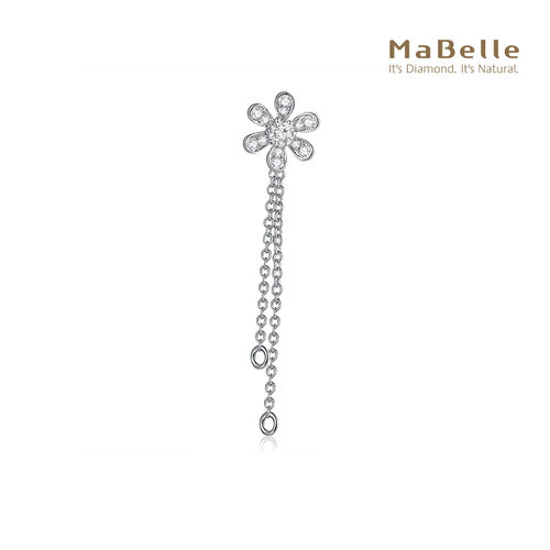 玛贝尔18K白金花型钻石单边耳钉