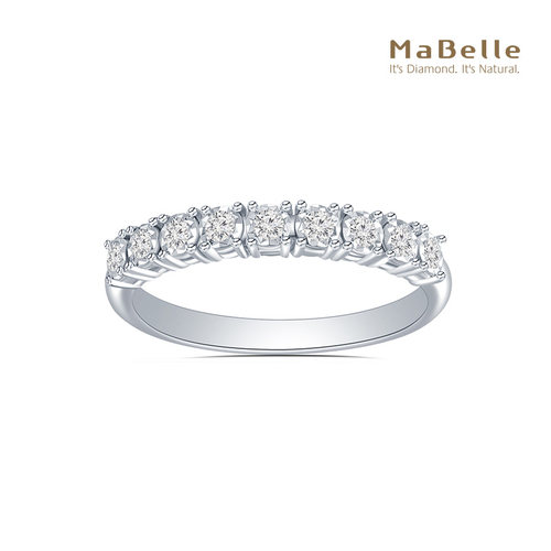 玛贝尔排钻18K白金钻石戒指通勤