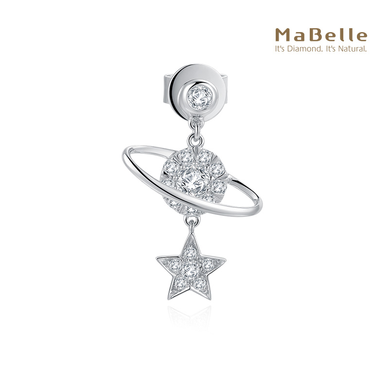 单边耳钉18K白金MaBelle/玛贝尔
