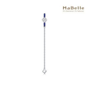 MaBelle/玛贝尔18K黑白色黄金镀黑 流苏款蓝宝石拼镶钻石单边耳钉