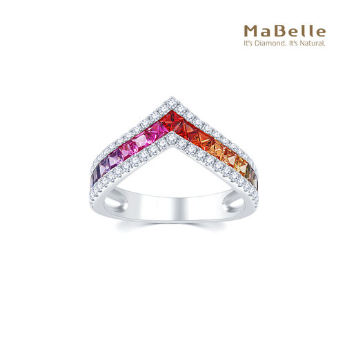 玛贝尔18K彩宝钻石戒指多巴胺