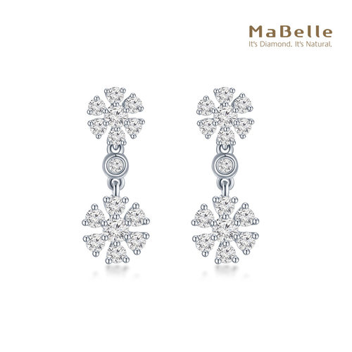 玛贝尔18K白金花款钻石耳钉