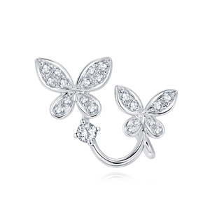 MaBelle/玛贝尔18K白金/玫瑰金 蝶舞飞扬钻石单边耳钉 俏皮活泼