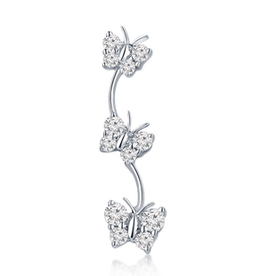 MaBelle/玛贝尔蝶舞飞扬系列 18K白金 钻石单边耳钉 蝴蝶款 个性